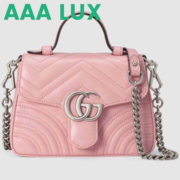 Replica Gucci GG Women GG Marmont Mini Top Handle Bag-Pink