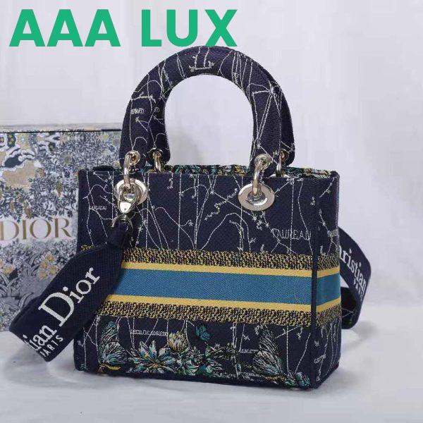Replica Dior Women Medium Lady D-lite Bag Latte Multicolor Dior Constellation Embroidery-Blue 4