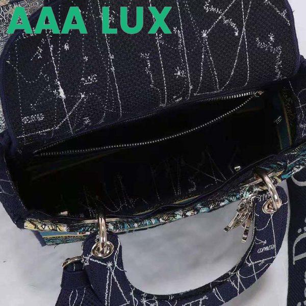 Replica Dior Women Medium Lady D-lite Bag Latte Multicolor Dior Constellation Embroidery-Blue 7