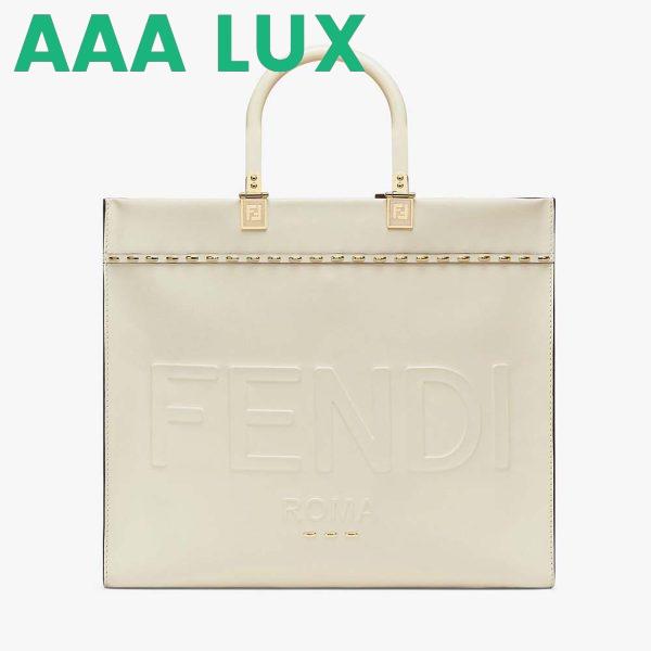 Replica Fendi Women Sunshine Medium White Leather Shopper