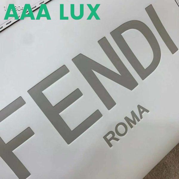 Replica Fendi Women Sunshine Shopper Bag White Leather “FENDI ROMA” 7