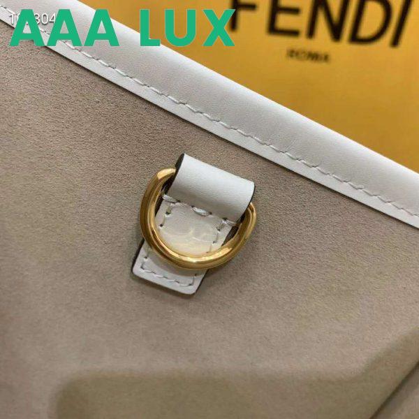 Replica Fendi Women Sunshine Shopper Bag White Leather “FENDI ROMA” 10