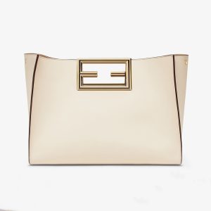 Replica Fendi Women Way Medium Made of Camellia-Colored Leather Bag-White 2