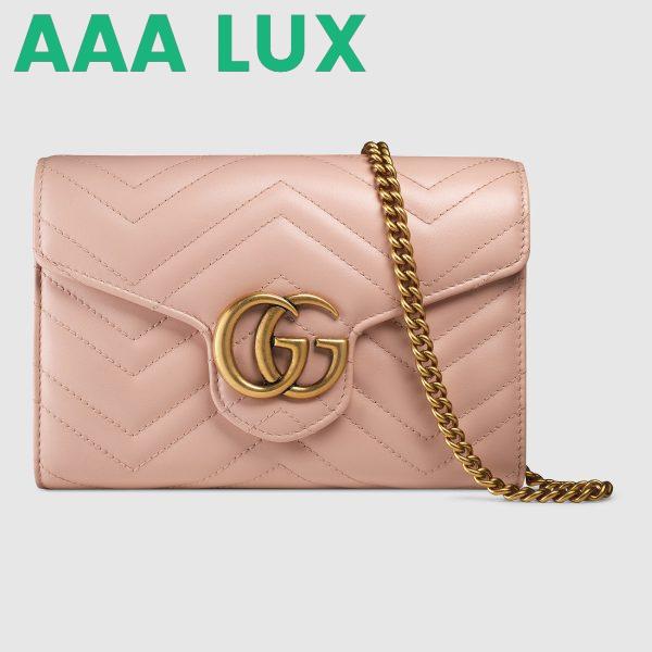 Replica Gucci GG Marmont Mini Chain Bag in Matelassé Chevron Leather