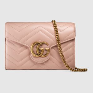 Replica Gucci GG Marmont Mini Chain Bag in Matelassé Chevron Leather 2