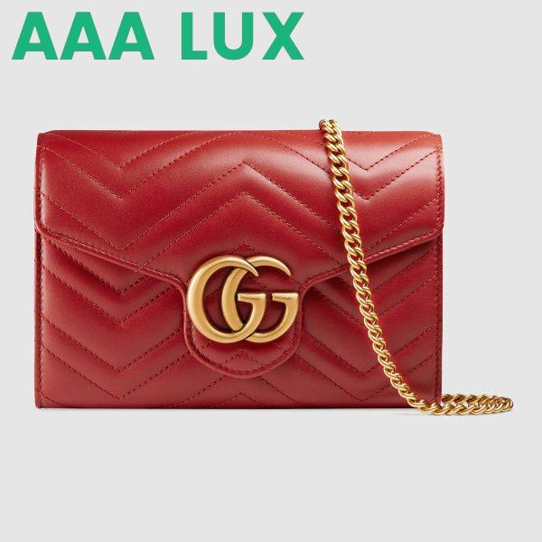Replica Gucci GG Marmont Mini Chain Bag in Matelassé Chevron Leather 3