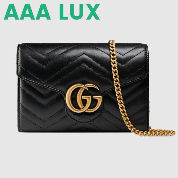 Replica Gucci GG Marmont Mini Chain Bag in Matelassé Chevron Leather 4