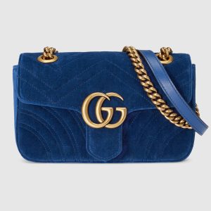 Replica Gucci GG Marmont Mini Chain Shoulder Bag in Velvet 2
