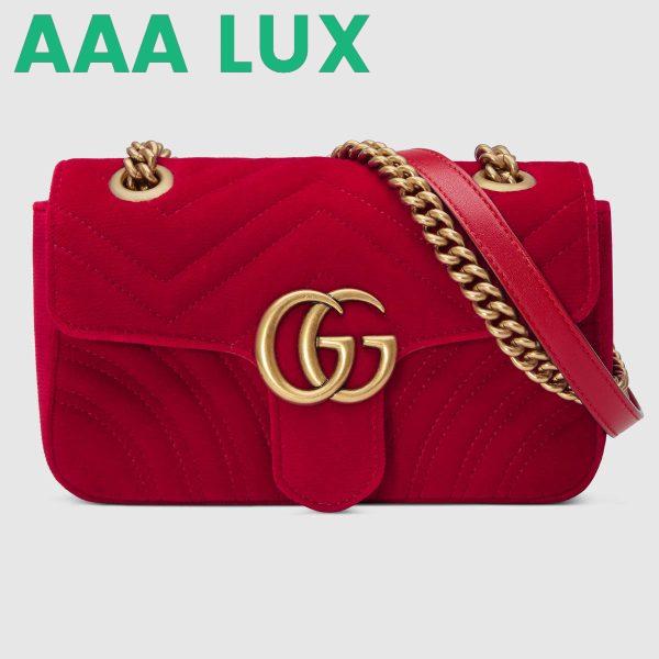 Replica Gucci GG Marmont Mini Chain Shoulder Bag in Velvet 3