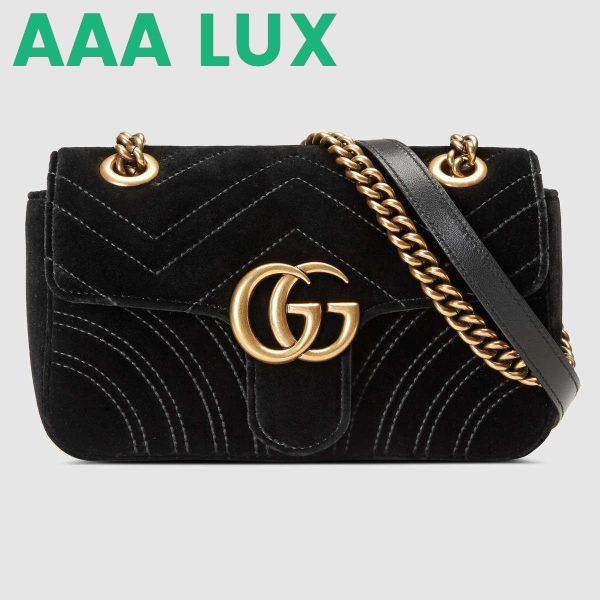Replica Gucci GG Marmont Mini Chain Shoulder Bag in Velvet 4