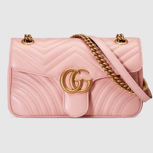 Replica Gucci GG Marmont Small Chain Shoulder Bag in Matelassé Chevron Leather