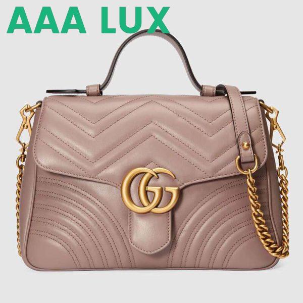 Replica Gucci GG Marmont Small Top Handle Bag in Matelassé Chevron Leather 4