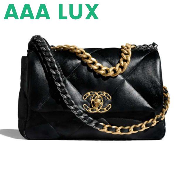 Replica Chanel Women 19 Handbag Lambskin Gold Silver-Tone Ruthenium-Finish Metal Black 2