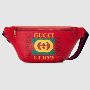 Replica Gucci GG Men Gucci Print Leather Belt Bag in Leather with Gucci Vintage Logo