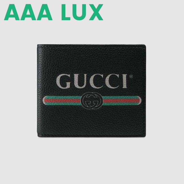 Replica Gucci GG Men Gucci Print Leather Bi-Fold Wallet in Black Leather