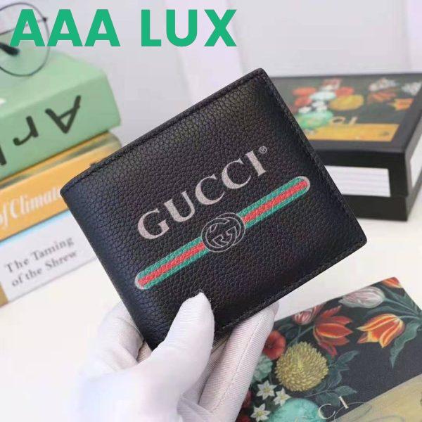 Replica Gucci GG Men Gucci Print Leather Bi-Fold Wallet in Black Leather 3