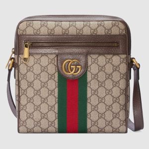 Replica Gucci GG Men Ophidia GG Small Messenger Bag in Beige/Ebony Soft GG Supreme Canvas 2