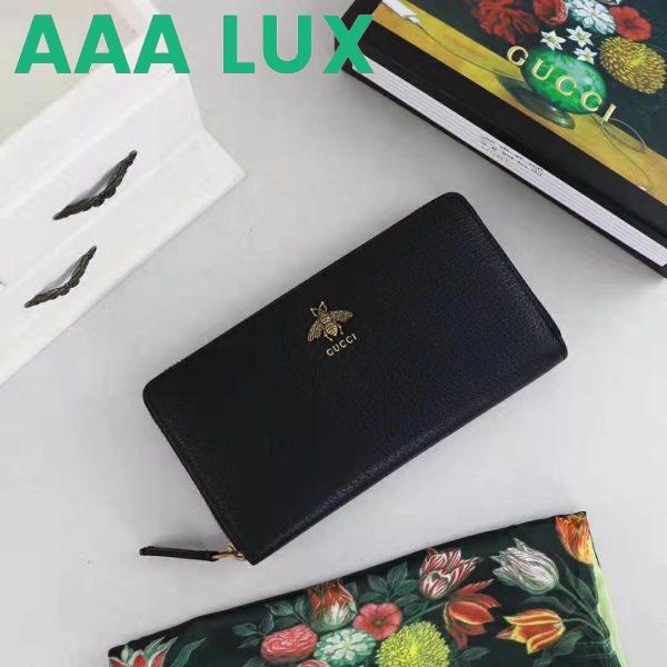 Replica Gucci GG Unisex Animalier Leather Zip Around Wallet in Black Leather 4