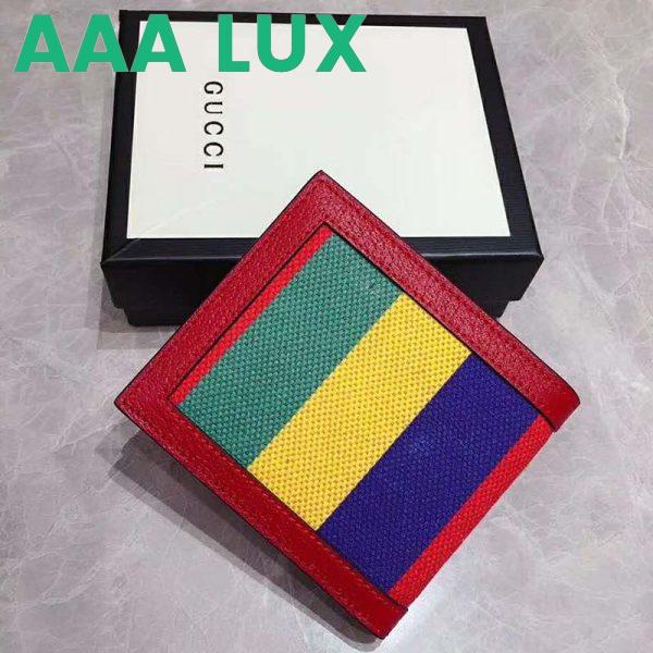 Replica Gucci GG Unisex Baiadera Stripe Canvas Bi-Fold Wallet-Red 7
