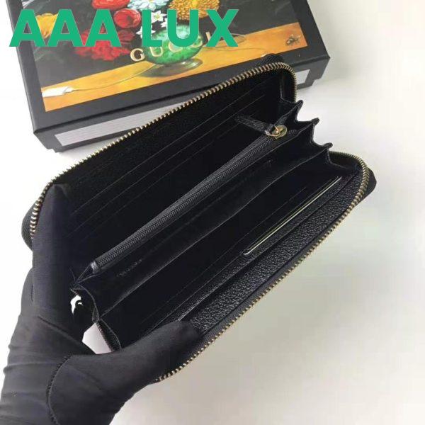 Replica Gucci GG Unisex Bee Star Leather Zip Around Wallet in Black Metal-Free Tanned Leather 9