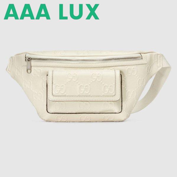 Replica Gucci GG Unisex Black Embossed Belt Bag Tonal Leather