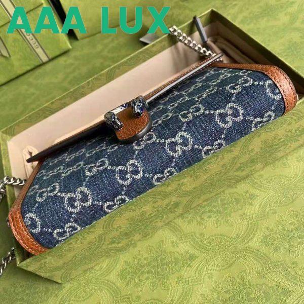 Replica Gucci GG Unisex Dionysus Mini Chain Bag Dark Blue Ivory Eco Washed Organic GG Jacquard Denim 5