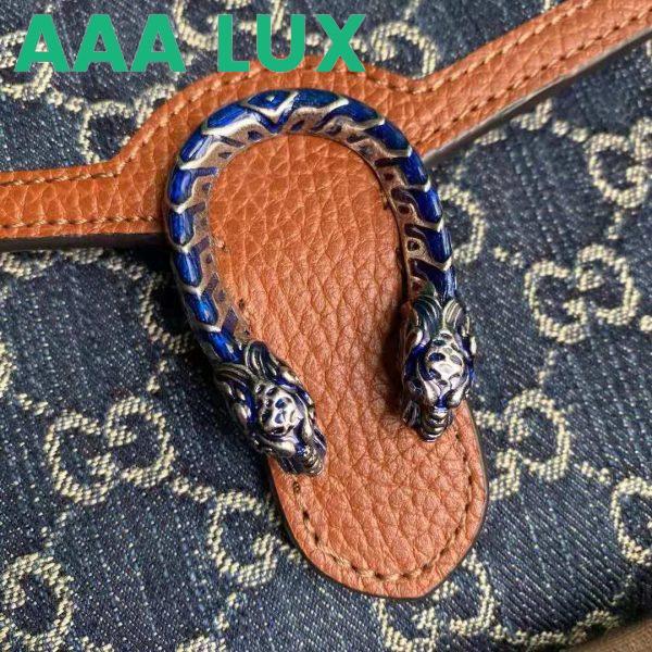 Replica Gucci GG Unisex Dionysus Mini Chain Bag Dark Blue Ivory Eco Washed Organic GG Jacquard Denim 9