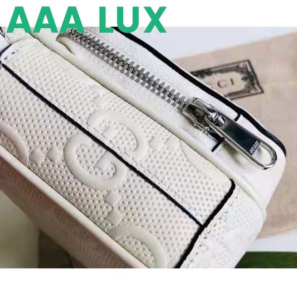 Replica Gucci GG Unisex Embossed Mini Bag White Leather Cotton Linen 10