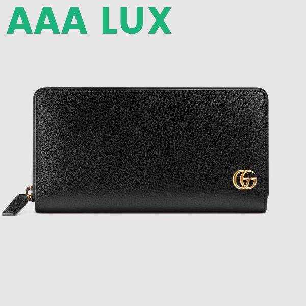 Replica Gucci GG Unisex GG Marmont Leather Zip Around Wallet in Black Leather