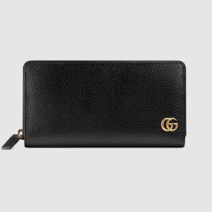 Replica Gucci GG Unisex GG Marmont Leather Zip Around Wallet in Black Leather 2