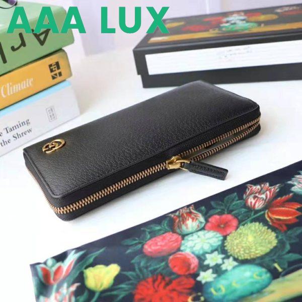 Replica Gucci GG Unisex GG Marmont Leather Zip Around Wallet in Black Leather 5