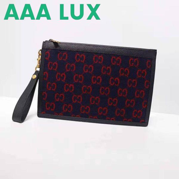 Replica Gucci GG Unisex GG Wool Pouch in Blue and Red GG Wool 4