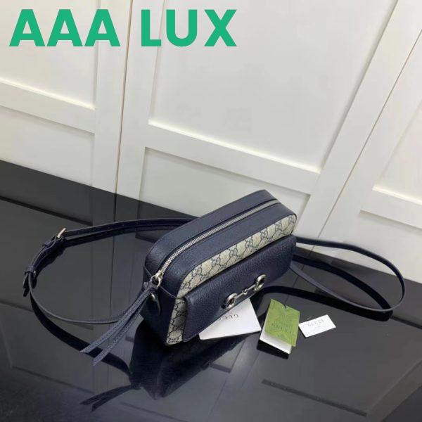 Replica Gucci GG Unisex Horsebit 1955 Small Bag Beige Blue GG Supreme Canvas 8