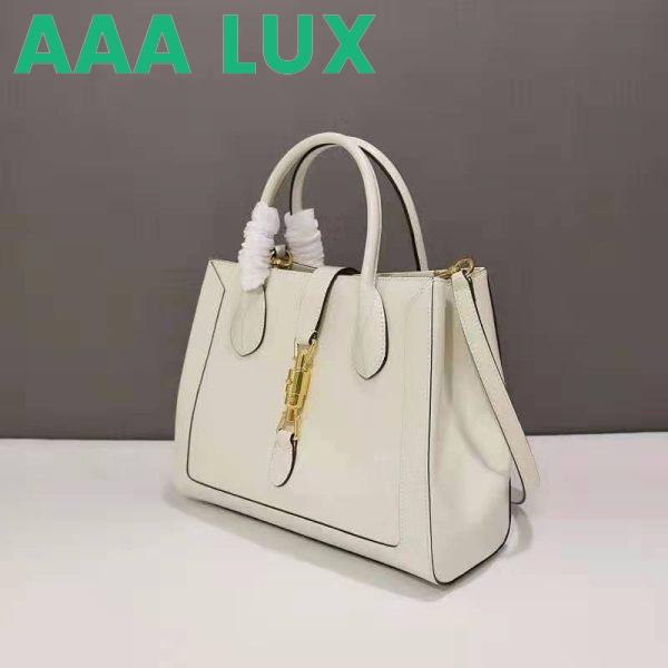 Replica Gucci GG Unisex Jackie 1961 Medium Tote Bag White Leather Gold Toned Hardware 4