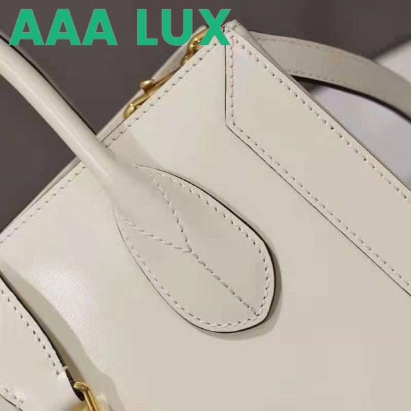 Replica Gucci GG Unisex Jackie 1961 Medium Tote Bag White Leather Gold Toned Hardware 13