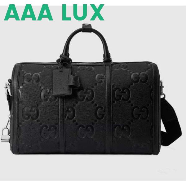 Replica Gucci GG Unisex Jumbo GG Small Duffle Bag Black Leather Zip Closure