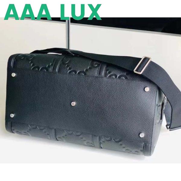Replica Gucci GG Unisex Jumbo GG Small Duffle Bag Black Leather Zip Closure 6