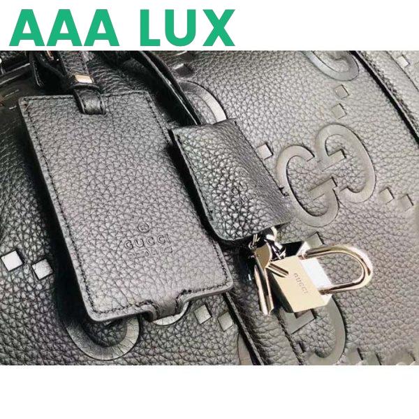 Replica Gucci GG Unisex Jumbo GG Small Duffle Bag Black Leather Zip Closure 8