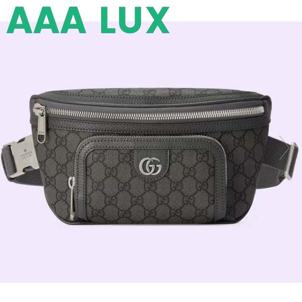 Replica Gucci GG Unisex Ophidia Belt Bag Grey Black GG Supreme Canvas Double G
