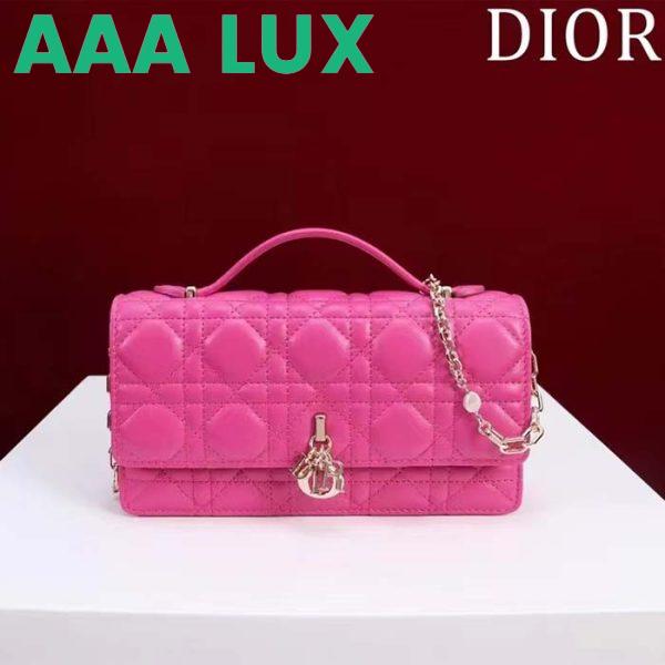 Replica Dior Women CD Miss Dior Mini Bag Rani Pink Cannage Lambskin 3