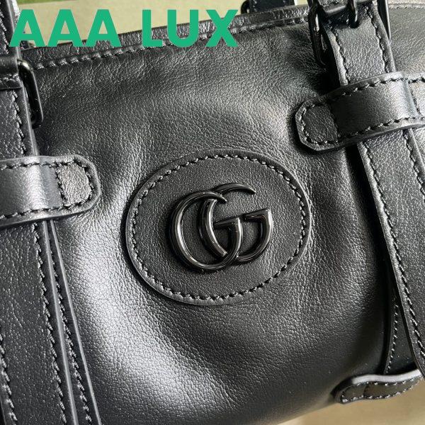 Replica Gucci GG Unisex Small Duffle Bag Tonal Double G Black Leather 7