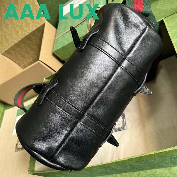 Replica Gucci GG Unisex Small Duffle Bag Tonal Double G Black Leather 10