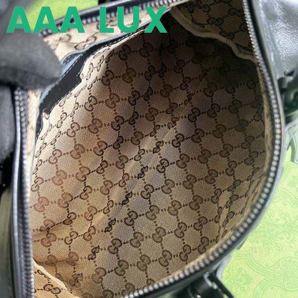 Replica Gucci GG Unisex Small Duffle Bag Tonal Double G Black Leather 11