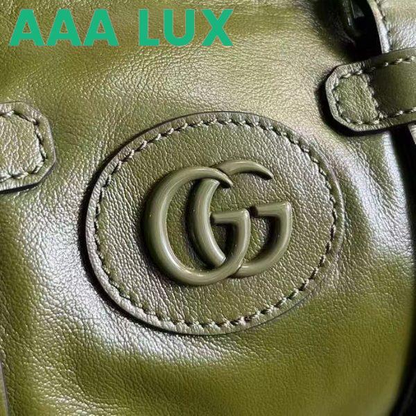 Replica Gucci GG Unisex Small Duffle Bag Tonal Double G Forest Green Leather 9
