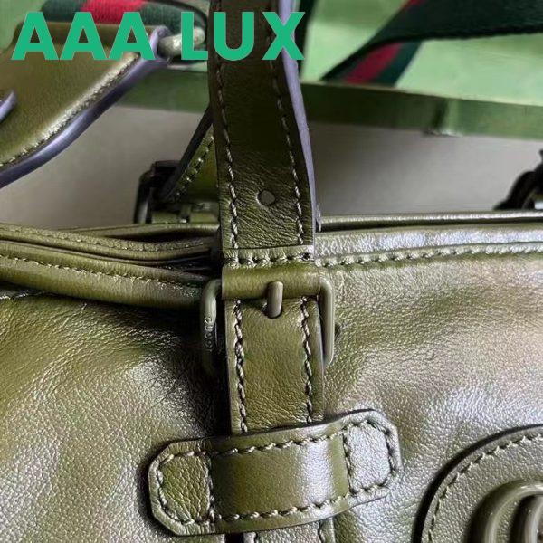 Replica Gucci GG Unisex Small Duffle Bag Tonal Double G Forest Green Leather 10