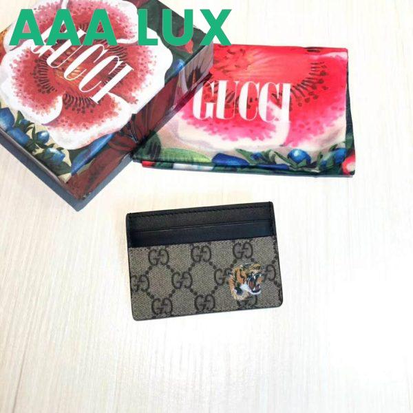 Replica Gucci GG Unisex Tiger Print GG Supreme Card Case-Beige 3