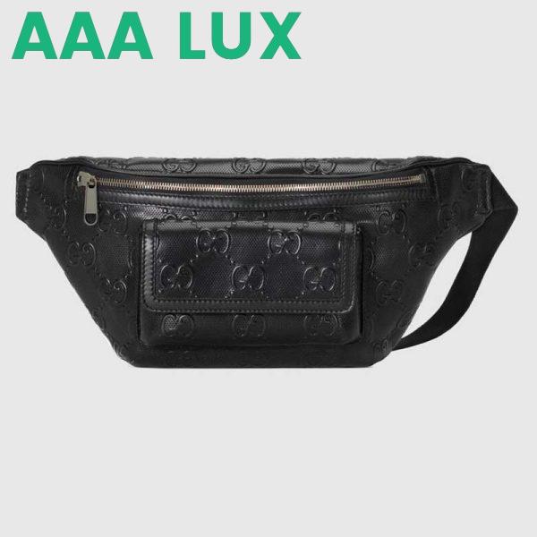 Replica Gucci GG Unisex White Embossed Belt Bag Tonal Leather