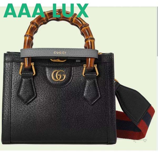 Replica Gucci GG Women Diana Mini Tote Bag Black Leather Double G
