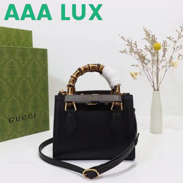 Replica Gucci GG Women Diana Mini Tote Bag Black Leather Double G 4
