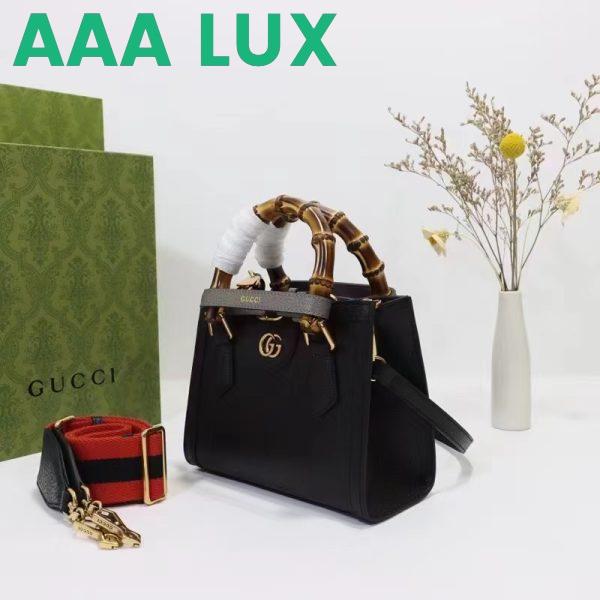 Replica Gucci GG Women Diana Mini Tote Bag Black Leather Double G 7
